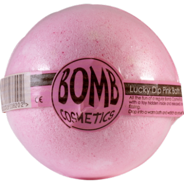 Musująca kula do kąpieli z niespodzianką SZCZĘŚLIWY TRAF malinowa – Bomb Cosmetics