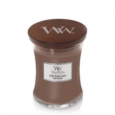 Średnia świeca Stone Washed Suede Woodwick
