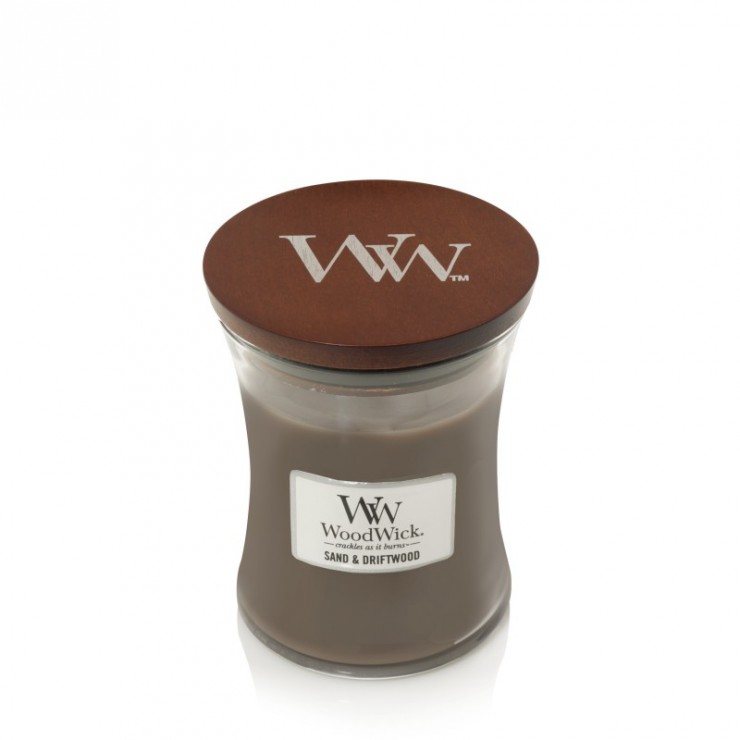 Średnia świeca Sand & Driftwood Woodwick Średnia świeca Sand & Driftwood Woodwick