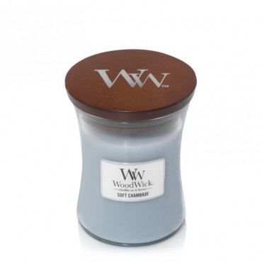 Średnia świeca Soft Chambray Woodwick