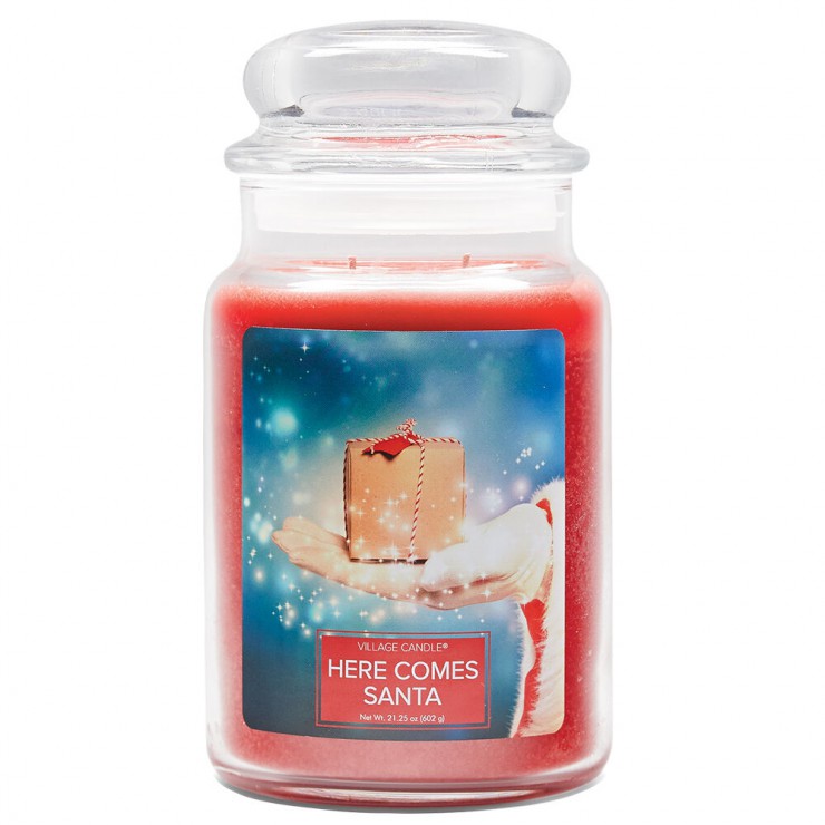 Duża świeca Here Comes Santa Village Candle Duża świeca Here Comes Santa Village Candle