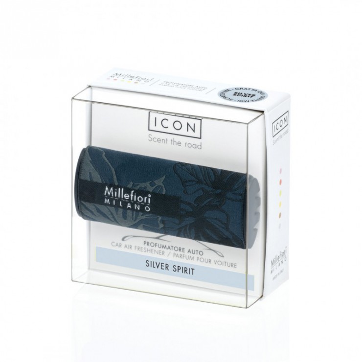 Odświeżacz do samochodu Car Icon Textile Floral Silver Spirit Millefiori Milano