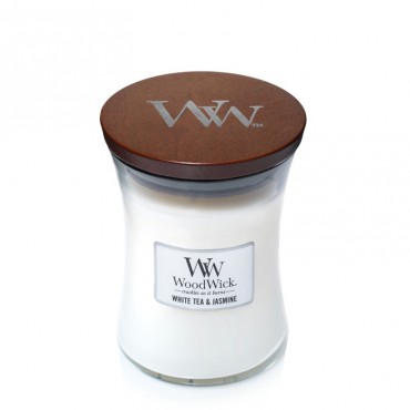 Średnia świeca White Tea & Jasmine Woodwick