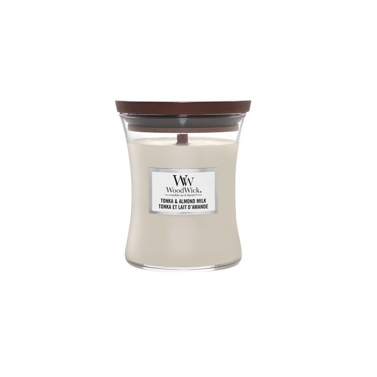 Średnia świeca Tonka & Almond Milk Woodwick Średnia świeca Tonka & Almond Milk Woodwick