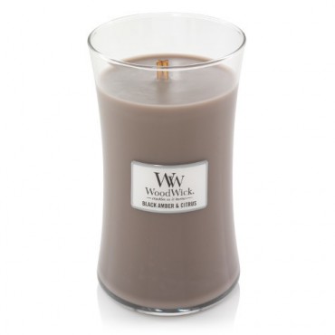 Duża Świeca Black Amber & Citrus WoodWick
