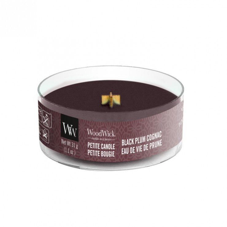 Świeca Petite Black Plum Cognac WoodWick Świeca Petite Black Plum Cognac WoodWick