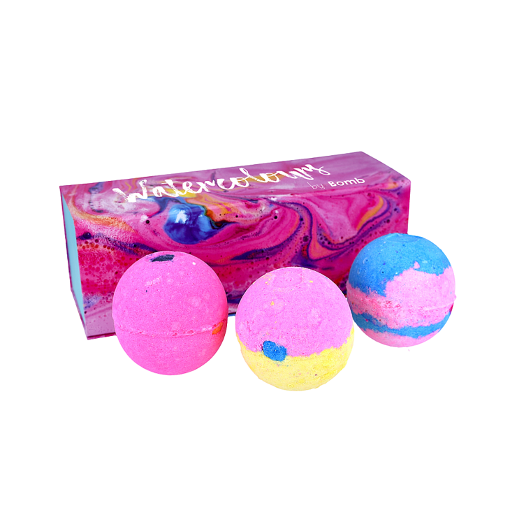 Zestaw 3 kul Watercolours w ozdobnym pudełku AKWARELE Bomb Cosmetics Zestaw 3 kul Watercolours w ozdobnym pudełku AKWARELE Bomb Cosmetics