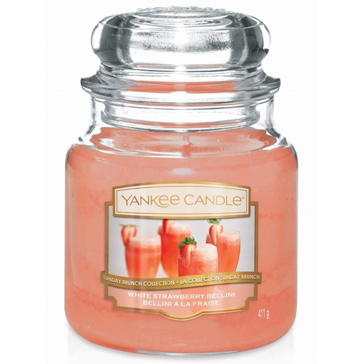Średnia świeca White Strawberry Bellini Yankee Candle Średnia świeca White Strawberry Bellini Yankee Candle