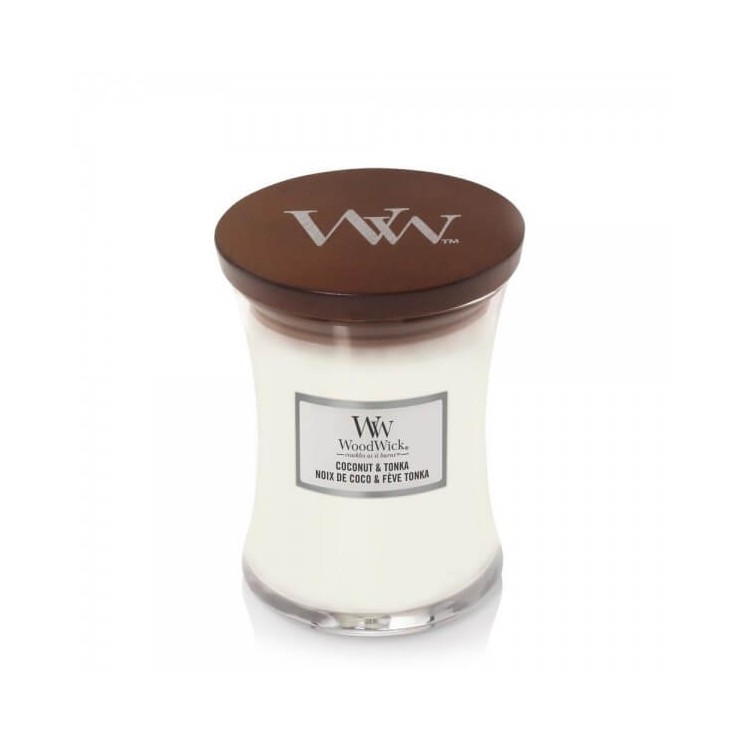 Średnia świeca Coconut & Tonka Woodwick Średnia świeca Coconut & Tonka Woodwick
